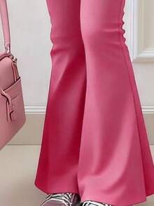 Tween Girls Letter Graphic Print Short Sleeve T-Shirt And Skinny Flare Pants Set - White - View 5