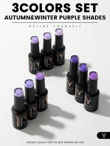 YOKEFELLOW 3瓶紫色凝胶指甲油套装，梦幻紫色半永久凝胶指甲油，柔和芋紫色甜美氛围，可卸除UV/LED灯，适用于美甲DIY、家庭沙龙及礼品 - 彩色 - 查看 6