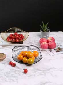 Lotus Leaf Shaped Iron Art European Style Fruit Plate, High-End Living Room Coffee Table Household Fruit Basket, Snack Plate, Fruit Dish - Black - View 10