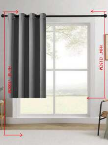 1pc/2pcs Solid Color Polyester Curtains, Energy Blackout Light Blocking Thermal Insulated Curtains For Kitchen, Dining Room, Living Room, Bedroom, Study Room In Black, Deep Grey - Dark Grey - View 17