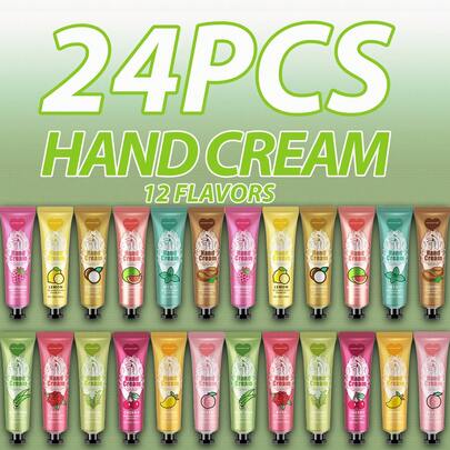 24-Pack Hand Cream For Dry Cracked Hands, Gifts For Mothers, Teacher Appreciation Gifts, Nurses Week Gifts, Women's Birthday Gifts, Mini Hand Cream With Natural Plant Fragrance For Moisturizing Hands
