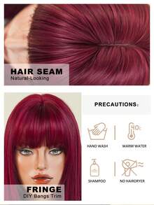 7JHH WIGS 34 Inch Extra Long Straight Wine Red Wig With Bangs - Super Long Natural Layered Wigs, High Quality Soft Synthetic Fiber Velvet Purple Burgundy Wigs For Women Daily Wear, Festival Ready Party Use, Mother's Day Gifts & Graduation Gift - Beginners Glueless Wig Accessories - Màu đỏ tím - Xem 7