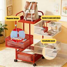 Office Storage Cart, Multi-Layer Rotating Shelf, For Office Storage Mobile Multi-Layer Shelf With Rolling Baskets Ideal For Organizing Books, Floor-Standing Baskets Suitable For Office Or Bathroom Use - 查看 11