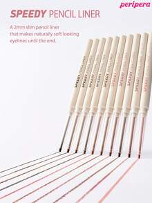 Peripera K-Beauty SPEEDY PENCIL LINER 眼線筆，奶油/凝膠眼線筆，2mm細筆尖，濃郁顯色，高顯色度，滑順保濕質地，持久防暈染防水防汗，霧面妝效 - 03 Milk Tea Brown - 查看 11