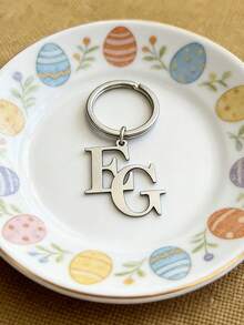 定制文字字母钥匙扣，定制字母组合不锈钢钥匙圈，金银色，节日礼物，男女通用，父亲节，母亲节，情人节，复活节，生日礼物 - 款式14 - 查看 14