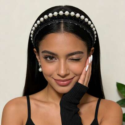 1个闪亮休闲发箍，时尚设计，适合女性日常、约会、派对、春夏等场合。