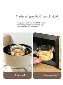 1 件装迷你硼硅玻璃双耳量杯蒸锅，家用蛋汤碗，双耳婴儿辅食蒸锅 - 查看 8