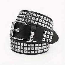Square Bead Rivet Belt, Metal Belt, Unisex Punk Style Metal Jeans Belt, Designer Belt, Women's Belt - 1PC - View 11