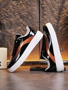 舒适厚底休闲运动鞋，黑白百搭日常鞋，轻便防滑步行鞋 - 棕色 - 查看 5