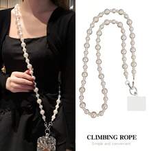 Luxury Pearl Phone Lanyard Cross-Body Style Large And Small Pearl Hanging Chain Neck Strap Women's Light Luxury Fashion Ins Back Rope Anti-Fall Spring Gift - White - View 1