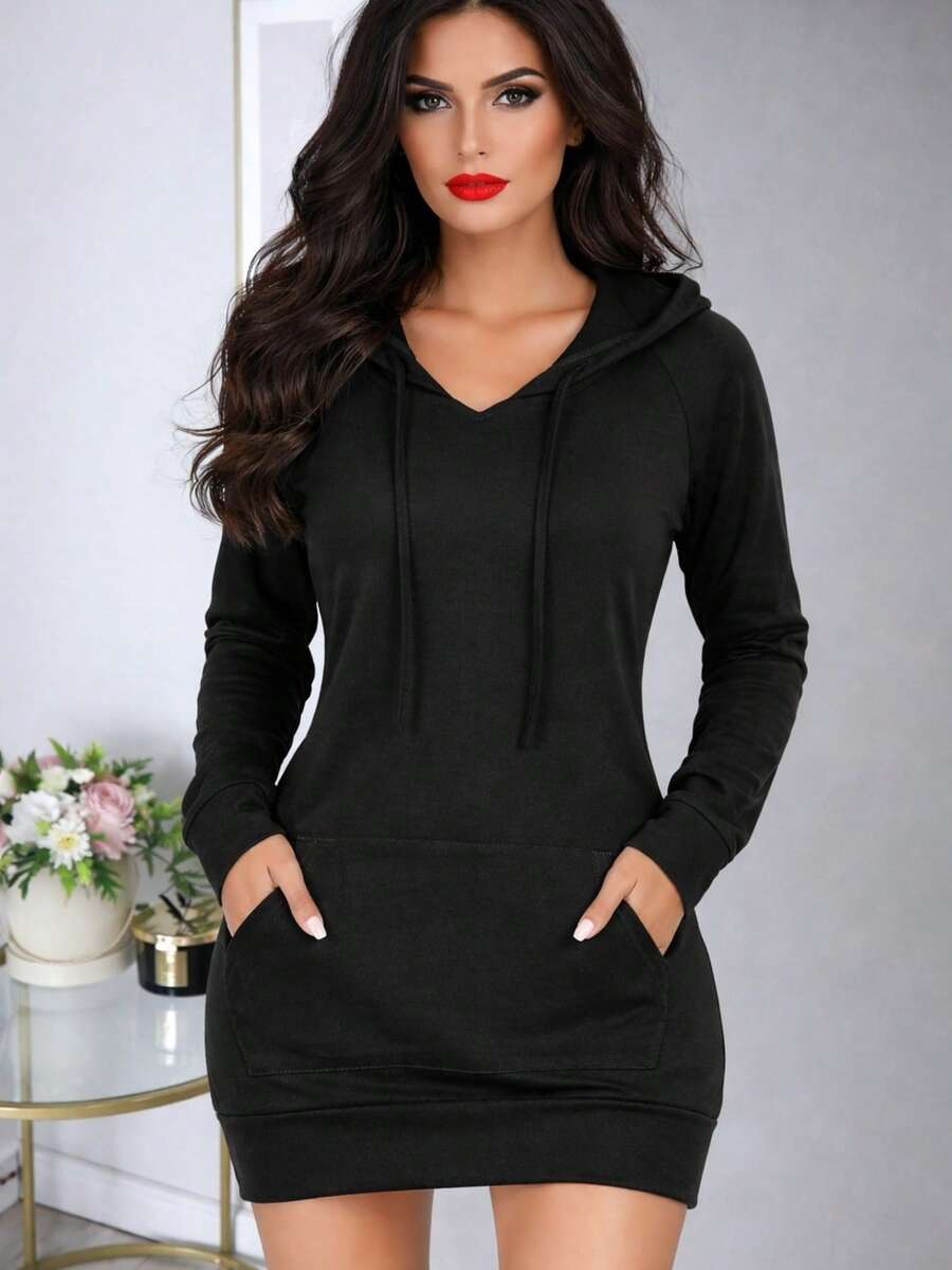 Vestido tipo sudadera - Negro - Ver 1