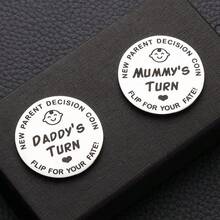 VINCAN [Funny Coin] 1pc Funny New Parents Decision Coin | Double-Sided Stainless Steel | "New Daddy's Turn" Flip Design With Heart Illustration | Gift For Expecting Moms & Dads | Shower Or Pregnancy Announcement Present - Coin - View 6
