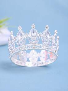 Elegant Gold-Tone Royal Style Sapphire-Look Crystal Crown - Suitable For Attending Balls - Multicolor - View 18