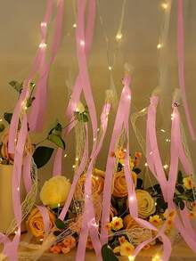 10pcs Pink LED Multicolor Magic Wands, Glow Sticks Suitable For Weddings, Stage Lighting Props, Concert Decorations, Wedding/Birthday Parties, Festivals, Scenes Decoration, LED Silk Fairy Wands With Bells For Weddings, New Year, Carnival Parties, Concerts, Birthdays, Graduations, Valentine's Day - Pink - View 7