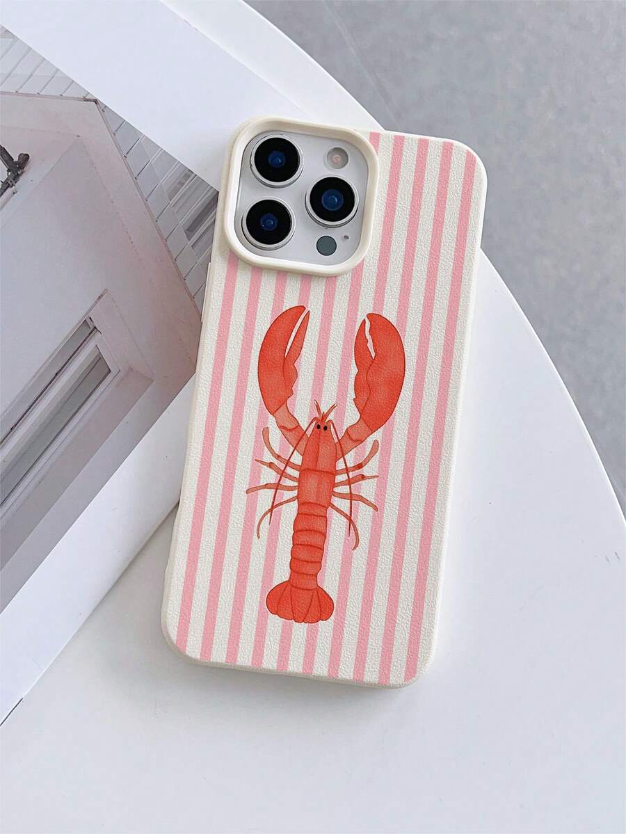 1个乳白色皮革纹理防震TPU手机保护壳,时尚条纹龙虾图案UV印刷,适用于 7/8/7 Plus/8 Plus/X/XS/XR/XS Max/11/11 Pro/11 Pro Max/12/12 Pro/12 Pro Max/12 Mini/13/13 Pro/13 Pro Max/13 Mini/14/14 Pro/14 Pro Max/14 Plus/15/15 Pro/15 Pro Max/15 Plus/16/16 Pro/16 Pro Max/16 Plus/17/17 Pro/17 Pro Max/Air - 彩色 - 查看 1