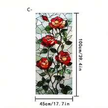 1/5片 鲜艳几何花卉磨砂玻璃贴纸，可重复使用的PVC静电吸附窗膜，适用于客厅、卧室、浴室、办公室和家居装饰。 - 彩色 - 查看 14