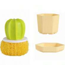 Cactus-Shaped Dish Brush Set With Draining Tray – Soft-Bristled Cleaning Brush Suitable For Sinks, Frying Pans And All Kinds Of Pots – Practical Manual Cleaning Tool, Pot Brush | Cactus-Themed Design | Soft-Bristled Cleaner - FC292 Pot Brush - View 10