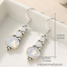 一对复古简约透明椭圆形串珠耳环，手工制作，女士配饰，适合日常佩戴和度假，是送给朋友的完美圣诞节和节日礼物。 - 銀色 - 查看 8