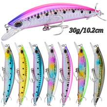 4.02 英寸/10.2 厘米下沉式鱼饵 - 3D 眼睛，适用于鲈鱼、克拉皮鱼等各种鱼类 - 人造远距离硬饵 - 30 克重量 - 逼真的设计，栩栩如生的动作 - 送给钓鱼者的绝佳礼物 - 彩色 - 查看 3