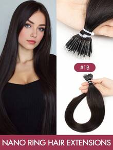 12-22 Inch Nano Ring Hair Extensions, Real Human Hair, Natural Black Color, Nano Bead Straight Hair Extensions, Invisible Nano Hair Extensions For Women, Suitable For Daily Wear, Party, Wedding, Easy To Install And Wear - Multicolor - View 36