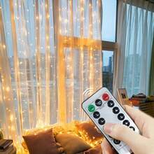 4pcs LED Curtain Lights With 8 Lighting Modes, Color Changing, Remote Control, USB Powered Fairy Lights For Wedding, Party, Birthday, Christmas, Easter, Mother's Day, Halloween Decor, Hanging Backdrop - USB Plug Curtain Light - View 14