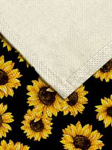 1pc Sunflower Pattern Printed Table Runner, 4pcs Sunflower Pattern Printed Placemats, Suitable For Festivals, Parties, Birthdays, Dinners, Kitchen & Dining Room Decor, Applicable For All Seasons, Home Textile Decoration - Multicolor - View 2