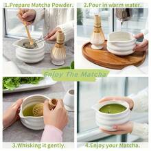 Nuevo set premium de batidor de matcha, revolvedor de café, set de batidor de matcha y soporte, cepillo de té de matcha de bambú, accesorios de ceremonia del té de mango largo, regalo del Día del Padre - Multicolor - Ver 2