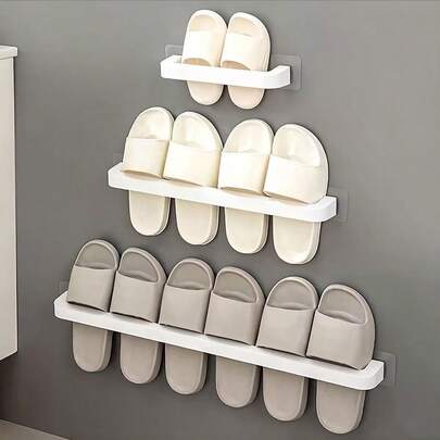 Giá treo giày dép gắn tường - Chất liệu nhựa không phải gỗ, không cần điện, lý tưởng để đựng dép và giày, thích hợp cho phòng tắm, phòng ngủ, nhà ở và ký túc xá.