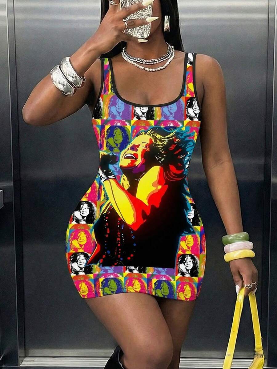 女士Y2K性感吊带迷你连衣裙，修身露背无袖吊带裙，适合夏季度假、日常通勤、外出、派对和节日穿着 - 彩色 - 查看 1