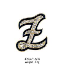 1pc Cute Zinc Alloy Rhinestone & Enamel 26 English Letter Brooch, Suitable For Women's Daily Wear - Gold and Black - View 8
