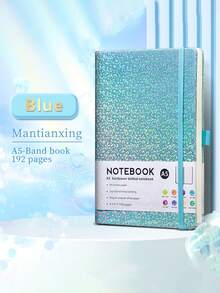 1本A5笔记本，星空图案装订带，PU皮革封面，商务办公笔记本，带笔插和松紧带 - A5 - 查看 11