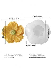 【3D牡丹硅胶模具】3D菊花硅胶模具 | 手工蜡烛、香薰、石膏、模具 | 工艺品、水泥浇注工具、情人节礼物、各种节日装饰和婚礼装饰 - 花朵模具 - 查看 9