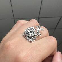 1Pc Vintage Minimalist Women'S Ring, Fashionable Jewelry Suitable For Proposals, Anniversary Dinners, Valentine'S Day Dates, Ideal Gift Choice For Holidays And Birthdays - H383 銀色 - 查看 2