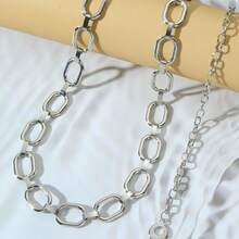 金属扣装饰女士单层经典方形腰带，适合夏季休闲穿着，是送给朋友的绝佳圣诞礼物。 - 銀色 - 查看 4