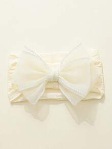 3pcs/Set Baby & Toddler Girls' Silver Trim Extra Large Sheer Bow Headbands, Skin-Friendly High Elasticity Nylon Soft Seamless Non-Irritating Princess Style Wide Headwear, Suitable For Spring And Baby Shower - Multicolor - View 6