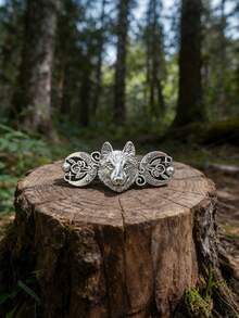 1pc Metal Wolf Head Totem Spring Clip Hair Accessory, Retro Silver Electroplated Ponytail Clip - Silver - View 3