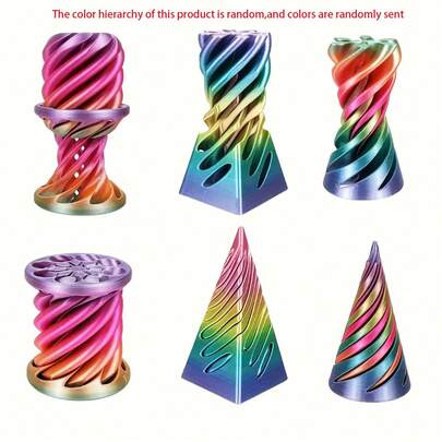 3pcs/Set 3D Printed Impossible Pyramid Shuttle Sculpture, 3pcs Spiral Decompression Toys, 3D Printed Fidget Toys For Teens, Cylinder, Cone 3D Printed Spiral Cone Decompression Anti-Stress Relief, Impossible Cylinder Anxiety Relief Toys, Magical Impossible Shuttle Desktop Decor, Unique Party Favors Birthday Gifts, Multiple Colors Available