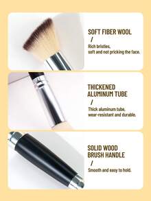 SEPROFE 1pc Dual-Ended Makeup Brush, Multifunctional 2-In-1 Foundation And Concealer Brush, Angled Head Seamlessly Fits Face And Eyes, Ultra-Soft Fibers Won't Irritate Skin, Suitable For Daily Foundation Or Concealer Makeup Use - Black - View 3