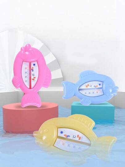 מד טמפרטורת מים לאמבטיה בצורת דג/דוב בצבע אקראי, מדחום פנימי