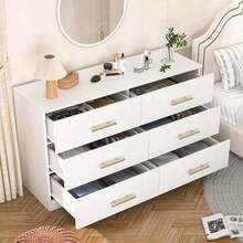 Storage Cabinet With 6 Drawers,Chest Of Drawers Foyer,Large Capacity Storage,Living Room, Bedroom - White - View 7