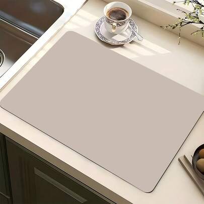 1pc Super Absorbent Quick Dry Non-Slip Kitchen Mat - Dish Drying Mat With Non-Slip Base, Suitable For Coffee Bar, Dining Table - Easy Clean Surface And Fast Drying Design, Fits Modern Or Traditional Kitchen, Coffee Bar Accessories, Stylish Home Decor