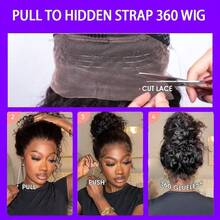 ZHENDEFA 隐藏式绑带360°蕾丝前假发，真人发水波纹假发，200%密度，卷曲真人发，预剪裁360°蕾丝，无需胶水即可佩戴，预先拔毛，自然发际线，女士款 - SNatural - 查看 11