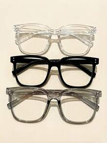 Kính gọng vuông unisex, tròng kính trong suốt, kiểu dáng thời trang để đeo hàng ngày. Kính gọng lớn kiểu dáng sinh viên giúp định hình đường nét khuôn mặt. Thích hợp để đọc sách/chơi game/xem TV/sử dụng điện thoại trong nhà để bảo vệ thị lực, cũng phù hợp cho kỳ nghỉ hè, bãi biển, tiệc tùng, chụp ảnh đường phố không trang điểm và các dịp khác để làm đẹp. - Nhiều màu - Xem 6