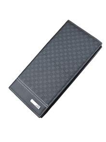 1个极简格纹男士钱包 - 黑色 - 查看 4