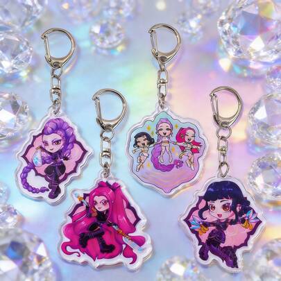 4pcs Cute Anime Witch Hunter Acrylic Keychains, Miraluka Ilumi Pendant Keychains Decor, Great Gift For Girls, Fans And Friends