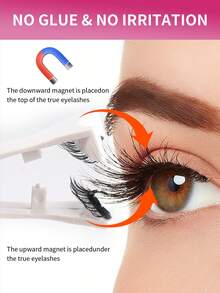 MAANGE 两卷磁性假睫毛套装，包含可重复使用的睫毛辅助器，无需胶水，柔软仿貂毛睫毛，适合日常妆容，自然美妆工具，混合款式，3D加厚假睫毛条，打造迷人提拉眼妆，适合日常佩戴、工作、学习、旅行、派对等场合，粉色包装，是送给女性的理想母亲节礼物。 - 眼尾拉長款 - 查看 7