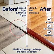 1pc Molding Floor Transition Strip For Tile To Laminate/Vinyl And Carpet, PVC Flat Divider Strip For Joining Flooring Gaps, Self Adhesive Vinyl Floor Edge Strip Wood Grain Finish - Cuttable - C - View 8