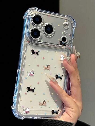 Sevimli Puantiyeli Köpek Yavrusu Desenli Şeffaf Düşmeye Karşı Korumalı Telefon Kılıfı, Minimalist Şeffaf Stil, Hava Yastığı Darbe Emici Köşeler, 17 Pro Max/17 Pro/17/16/16 Pro/16 Pro Max/16 Plus/15/15 Plus/15 Pro/15 Pro Max/14/14 Pro/14 Pro Max/13/13 Pro Max/13 Mini/13 Pro/12/12 Pro/12 Pro Max ile Uyumlu