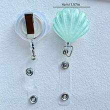 3D Shell Pattern Retractable ID Badge Lanyard, Versatile For Students And Office Use - Shell - View 6