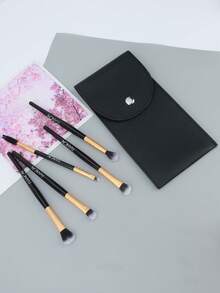 Eye Travel Makeup Brush Set, 5 Professional Mixed Eye Shadow Makeup Brushes, Eyelash Curlers With Synthetic And Wooden Handles, Non-Irritating, Vegetarian, Suitable For Liquid, Cream And Powder Concealer Eyebrow Eye Shadow. - Multicolor - View 4